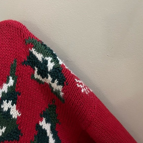 Vintage 90s Cullinane Red Christmas Cottagecore Cardigan Novelty School - Picture 5 of 15